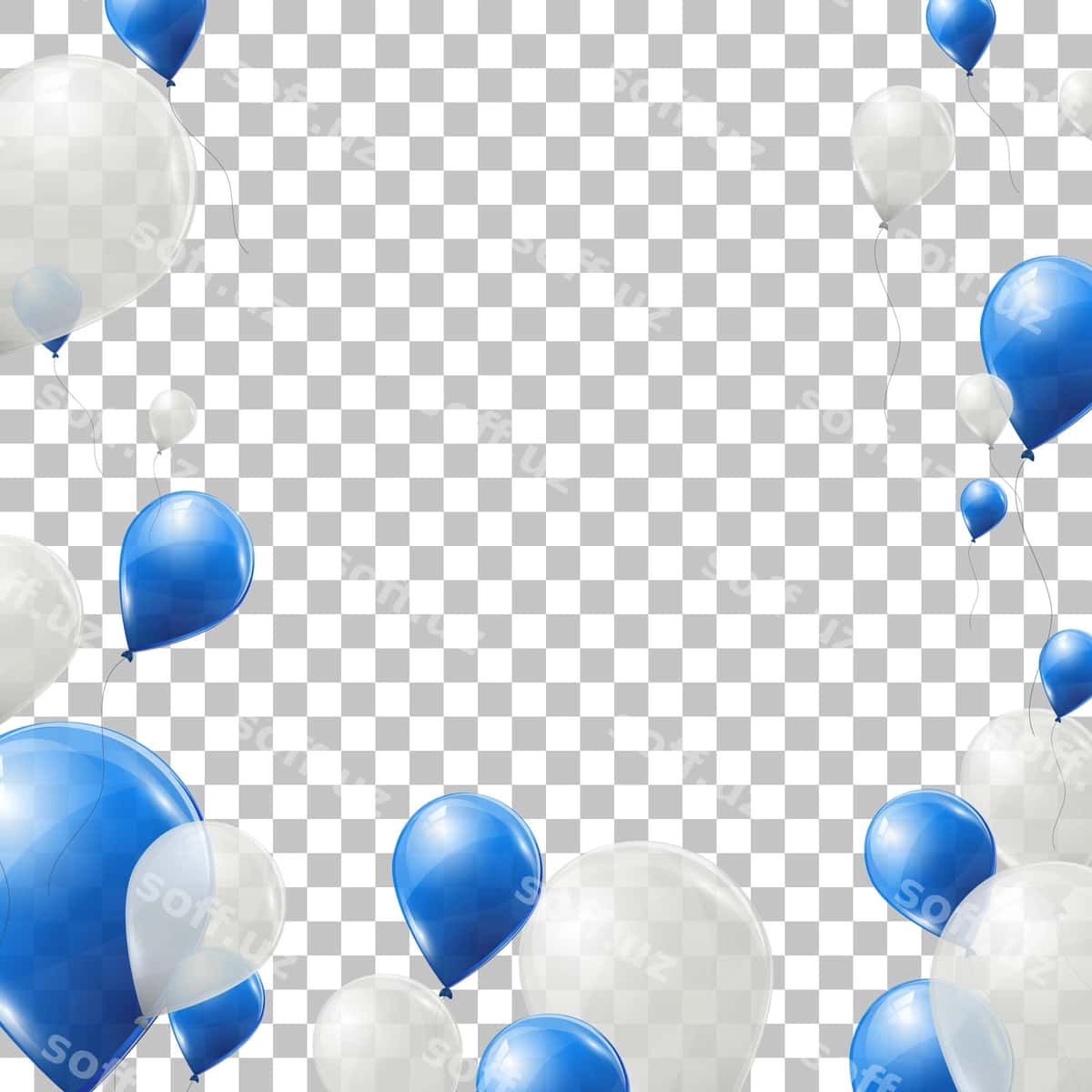 Ko'k-oq vektor sharqillar | Blue white vector balloons 1