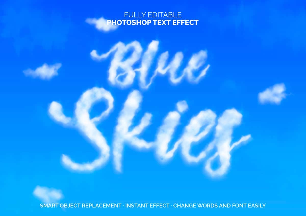 Moviy osmon bulutli matn effekti | Blue sky cloud text effect 1