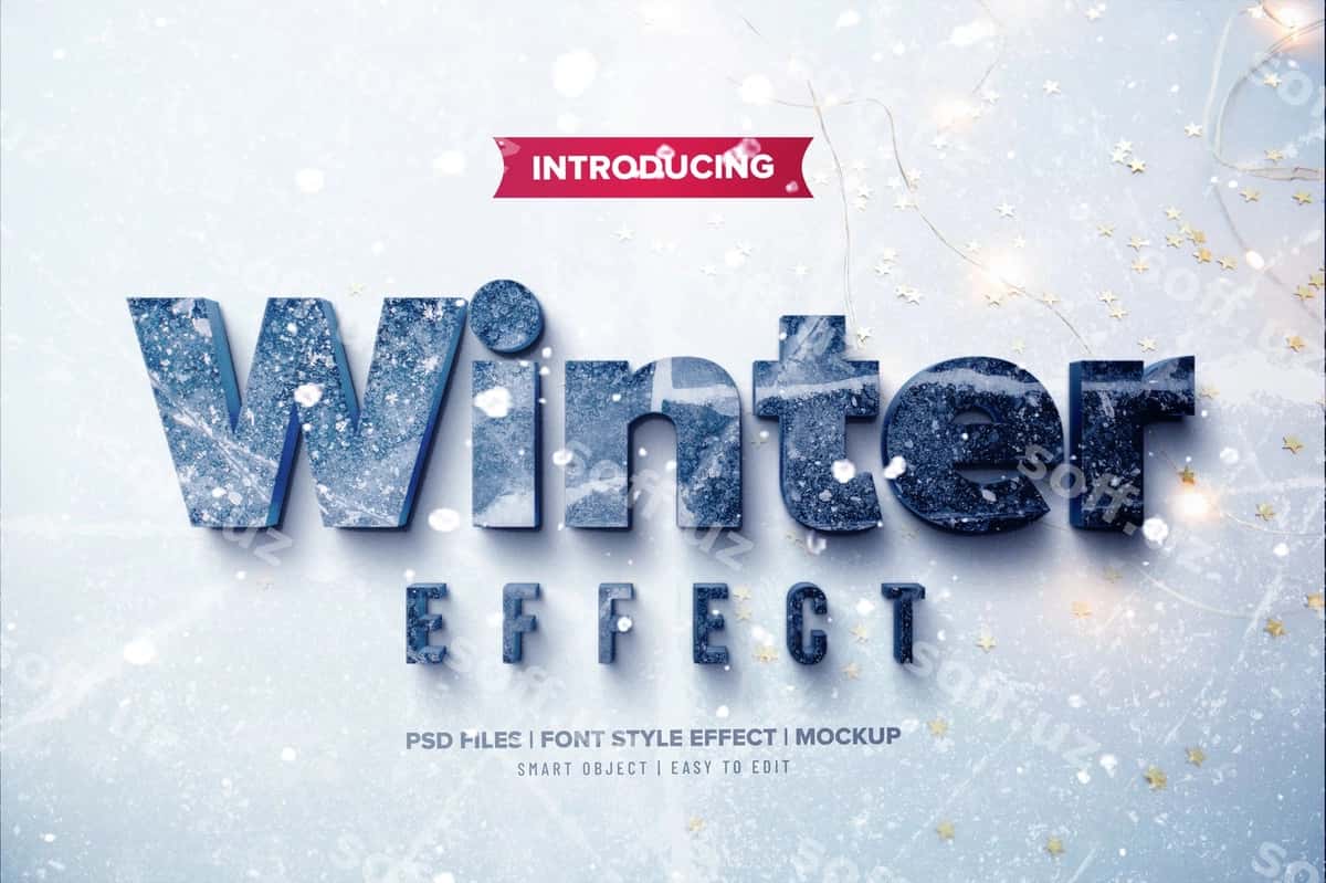 Qalin qish premium shrift effekti | Bold winter premium font effect 1