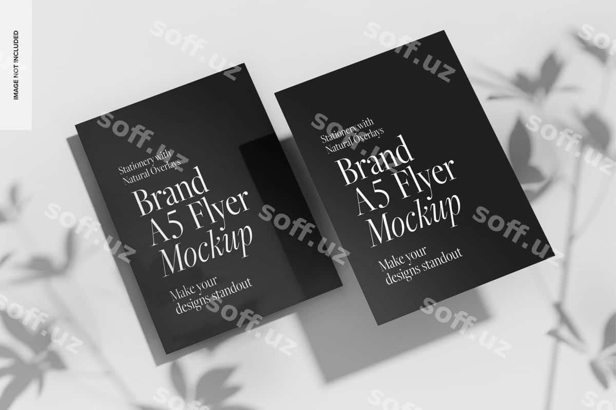 Brend A5 flyerlar mockup perspektivasi | Brand a5 flyers mockup perspective 1