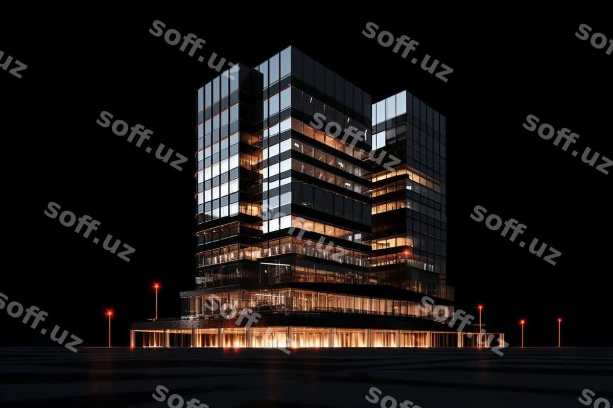 Binoning tun si yorug'liklar bilan yoritilgan. | Building night is lit up with lights 1