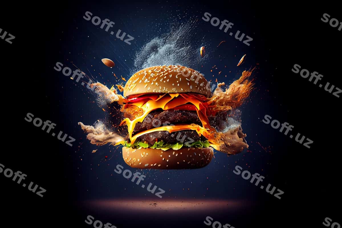 Burger qora orqa fonda generativ AI | Burger dark background generative ai 1