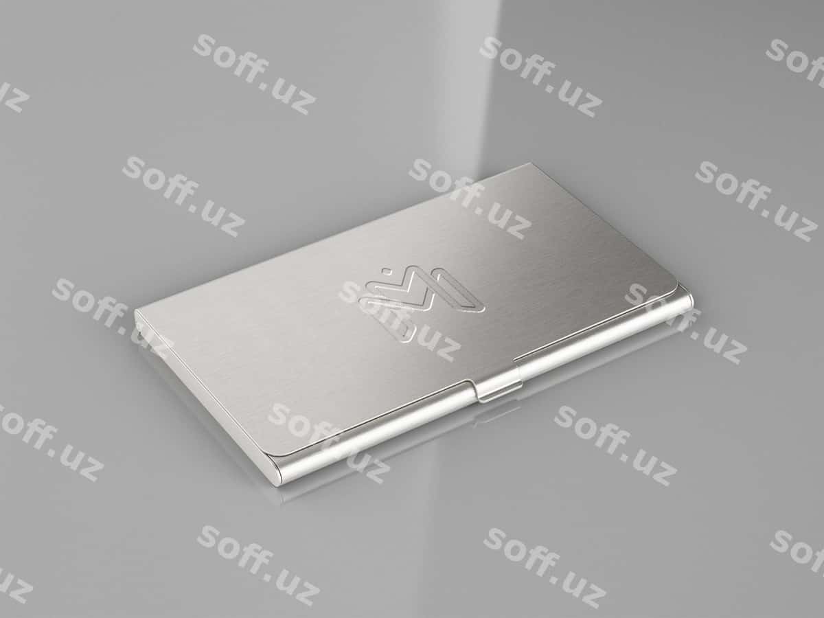 Biznes vizitka mockup metallik holdirda | Business card mockup with metallic holder 1
