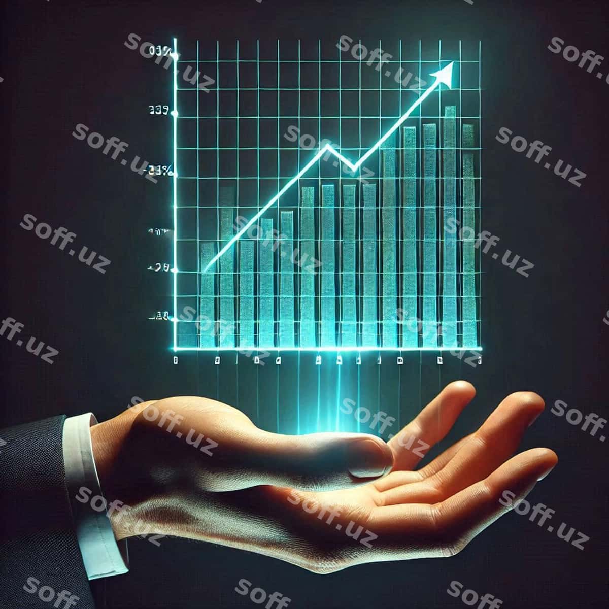 Grafik golografiya bilan biznes konsepsiyasi | Business concept with graphic holography 1