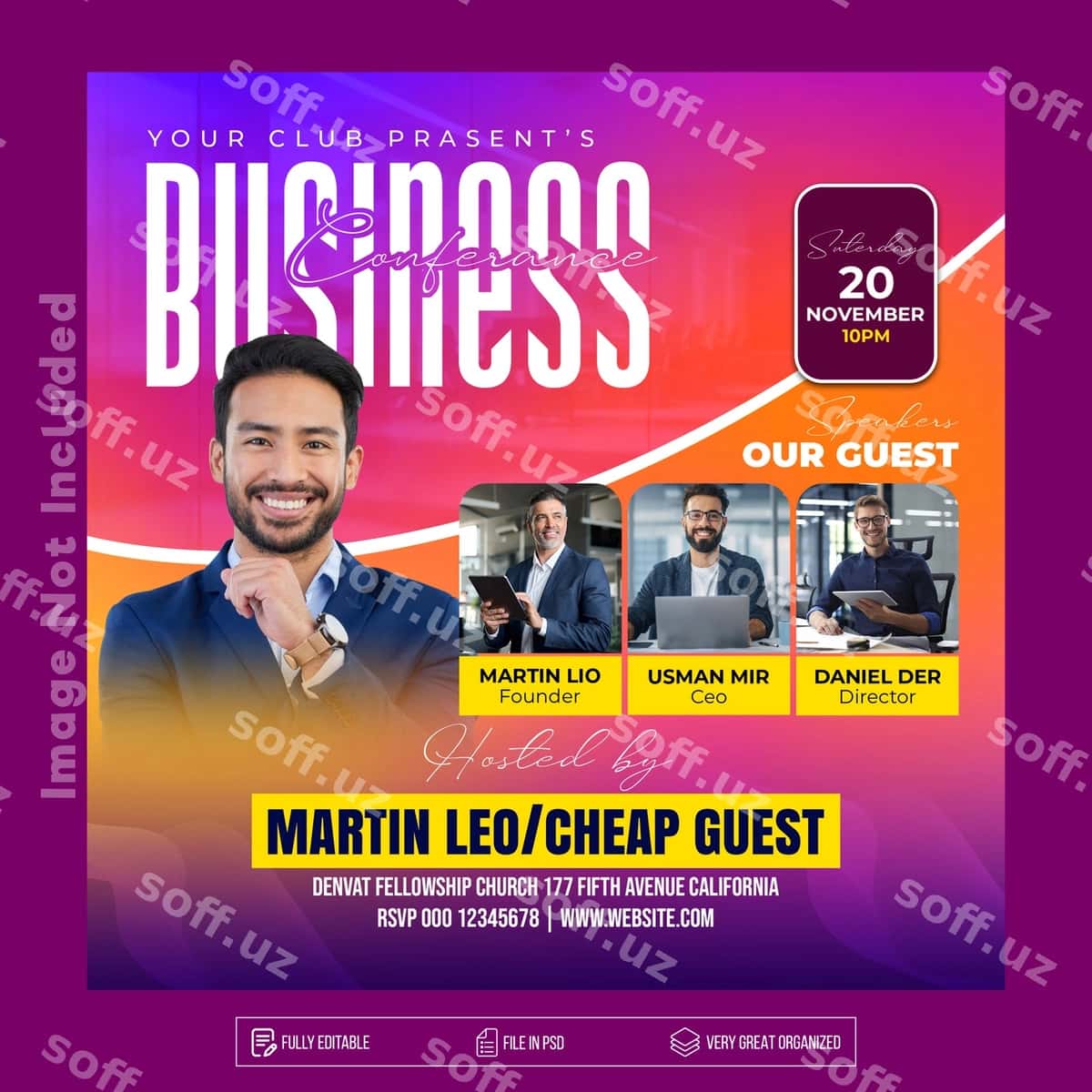 Biznes konferensiya ijtimoiy tarmoqlar banneri | Business conference social media banner 1