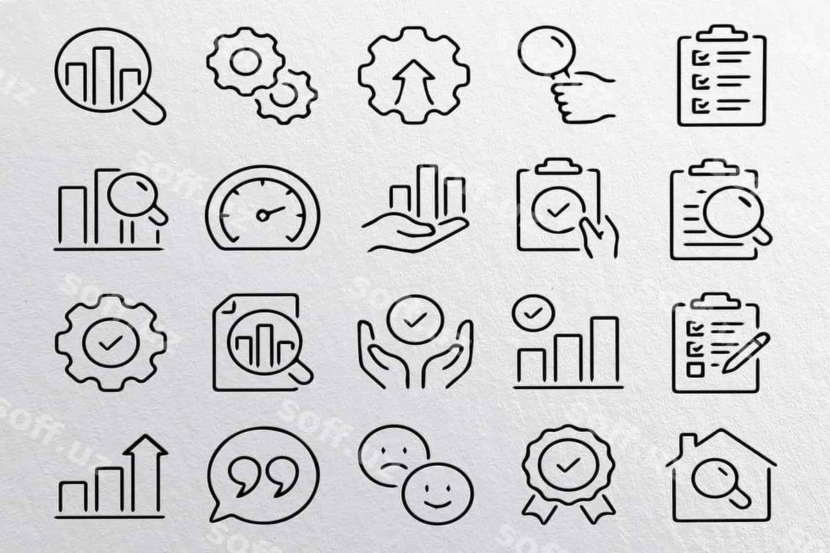 Biznes maʼlumotlar tahlili ikonlar toʻplami | Business data analysis icon set 1