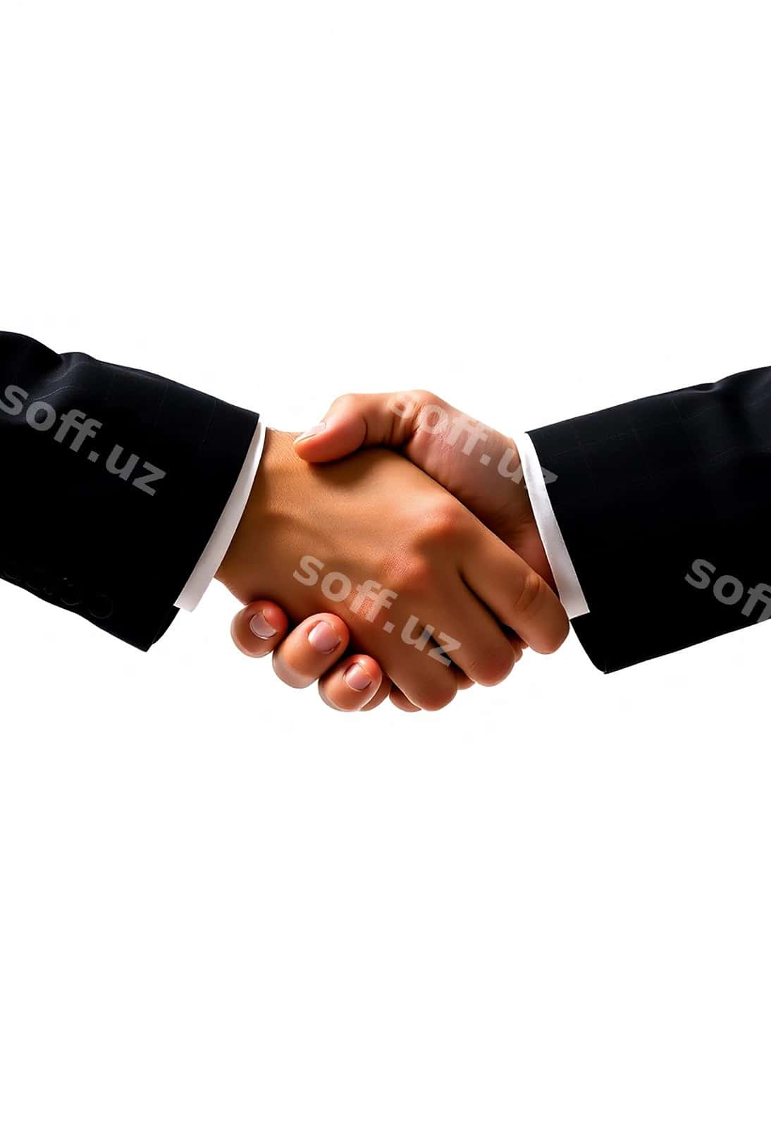 Biznes qo'l silkitish oq orqa fonda | Business hand shaking white background 1