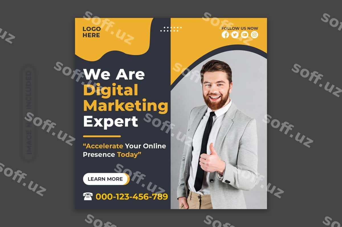 Biznes ijtimoiy tarmoqlar uchun post shabloni | Business social media post template 1