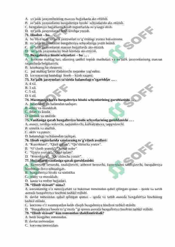 Buxgalteriya fanidan testlar 8