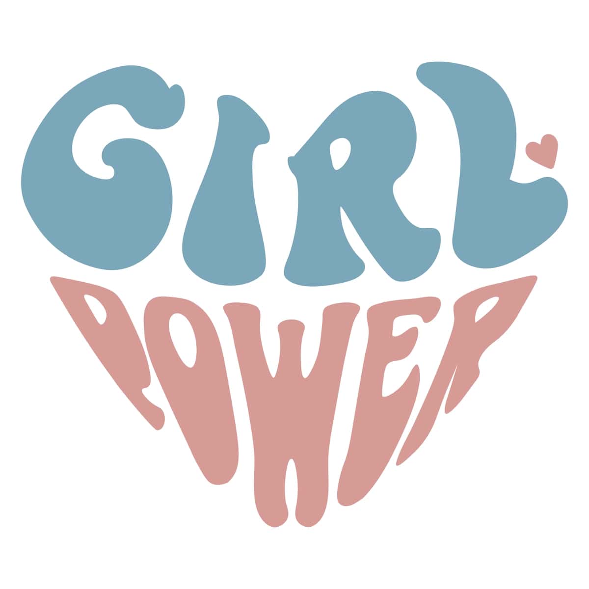 Kuchli yuraklar qiz kuch tipografiyasi yurak shakli | Empowered hearts girl power typography heart shape 1