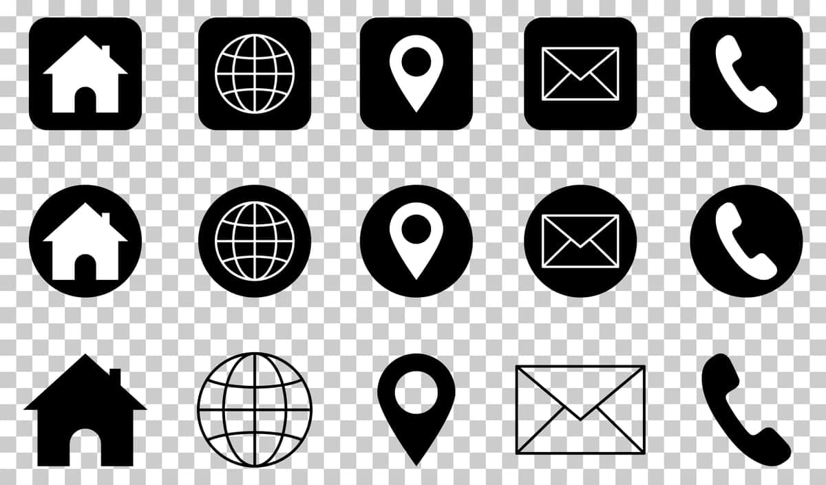 Biz bilan bog'laning piktogramma to'plami | Contact us icons set 1