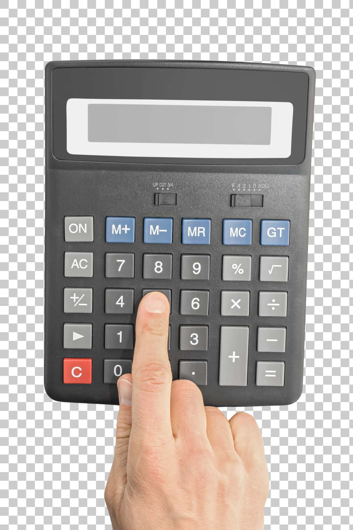 Izolyatsiya qilingan qo'l bilan biznes moliya ob'ekti elektron kalkulyator | Business finance object electronic calculator with hand isolated 1