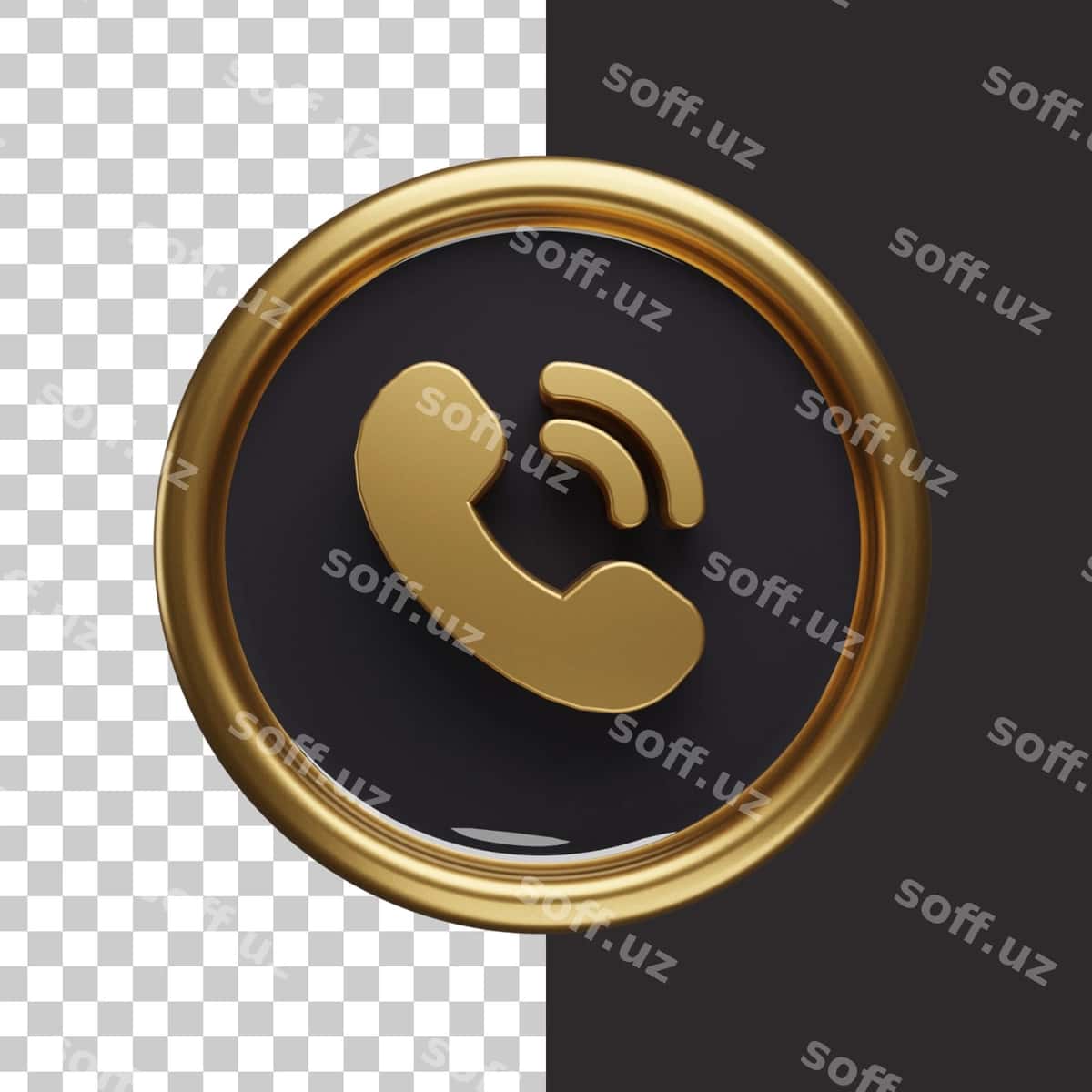 Qo'ng'iroq ikonasi oltin 3D | Call icon gold 3d 1