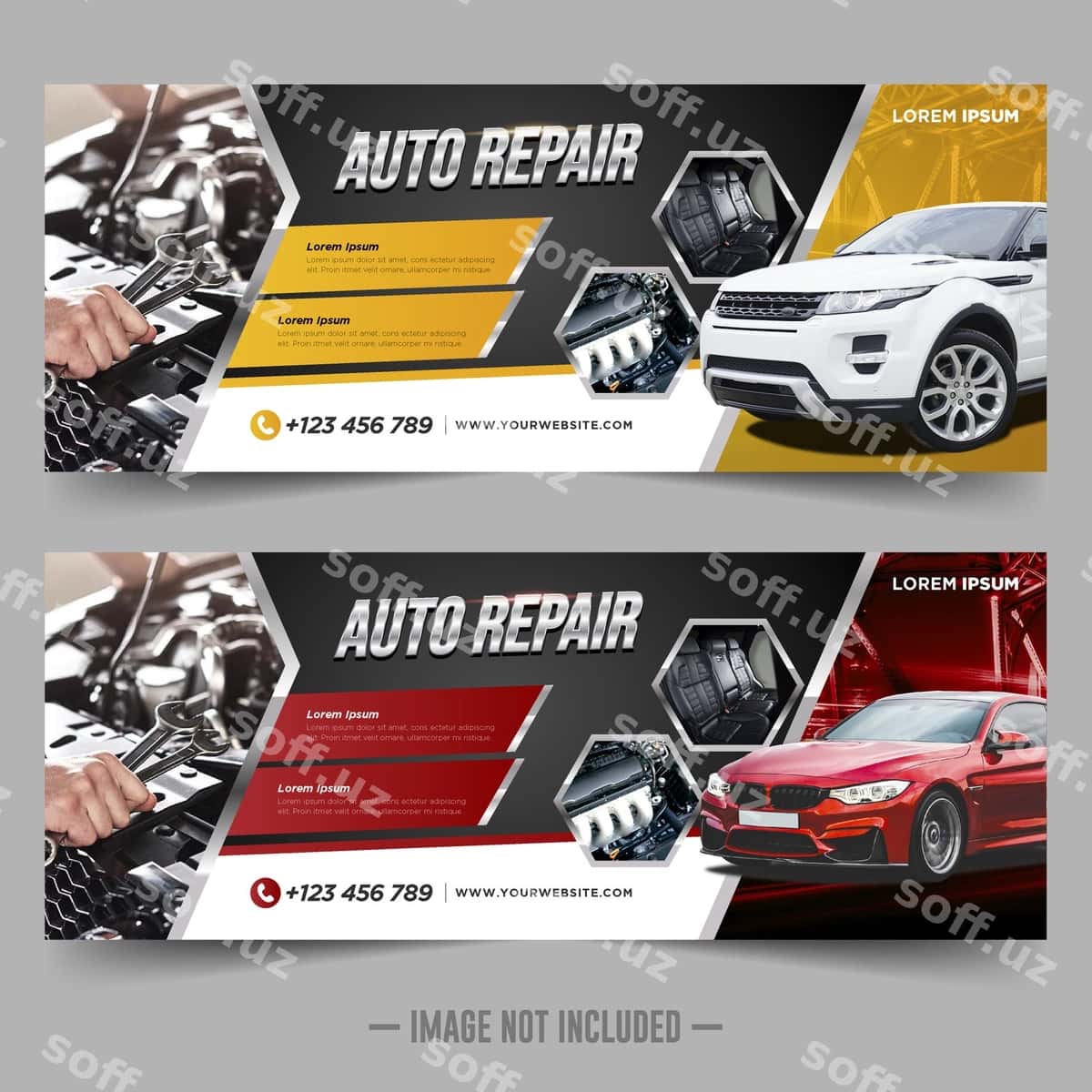 Banner shabloni uchun avtomobil ta'mirlash dizayni | Car repair banner design template 1