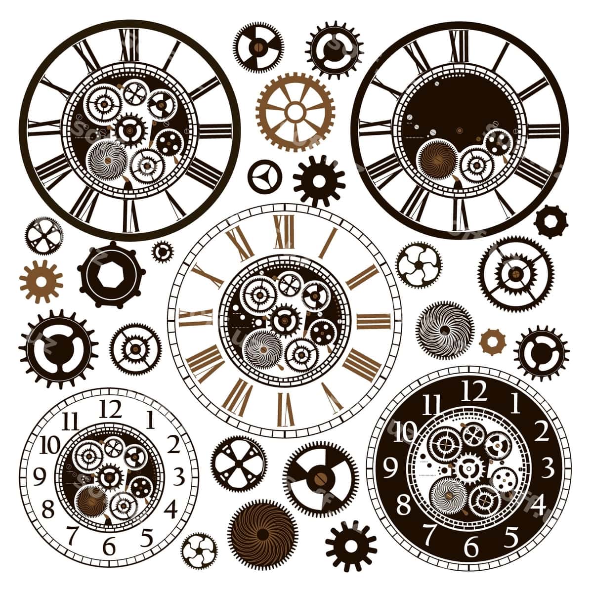 Karta soat qismlari bilan | Card with clock parts 1