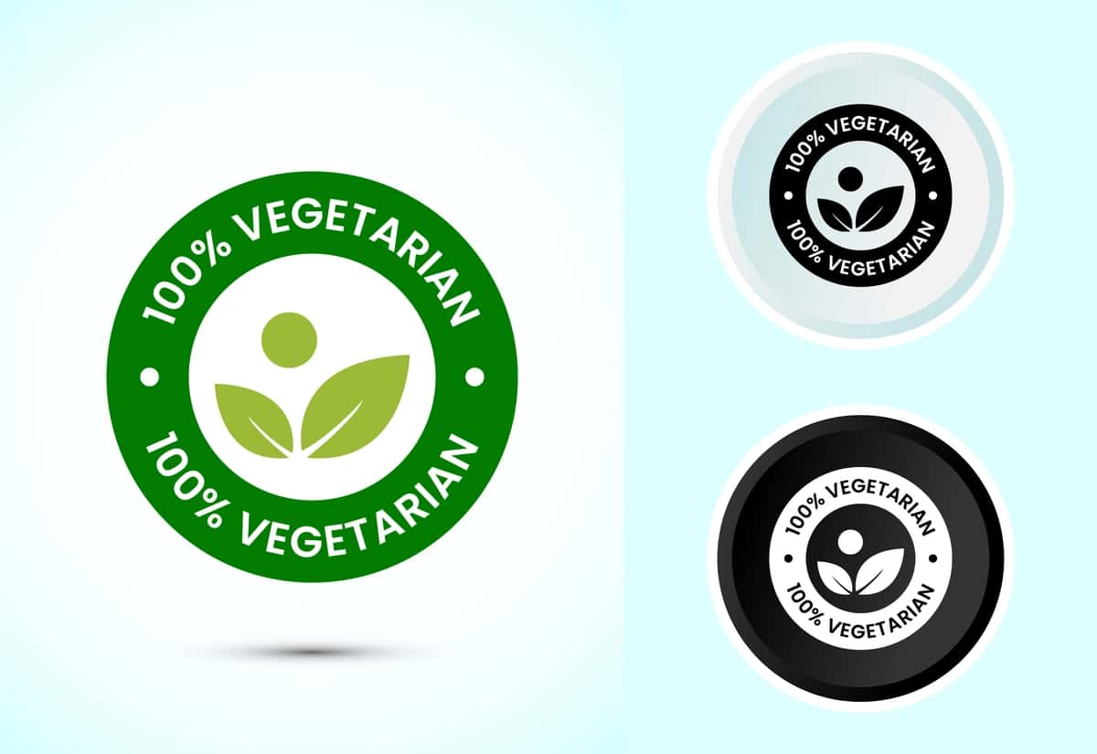 100 foiz vegetarian ikonkasi dizayni tasviri vegan mahsulot yorlig'i | 100 percent vegetarian icon design illustration vegan product label 1