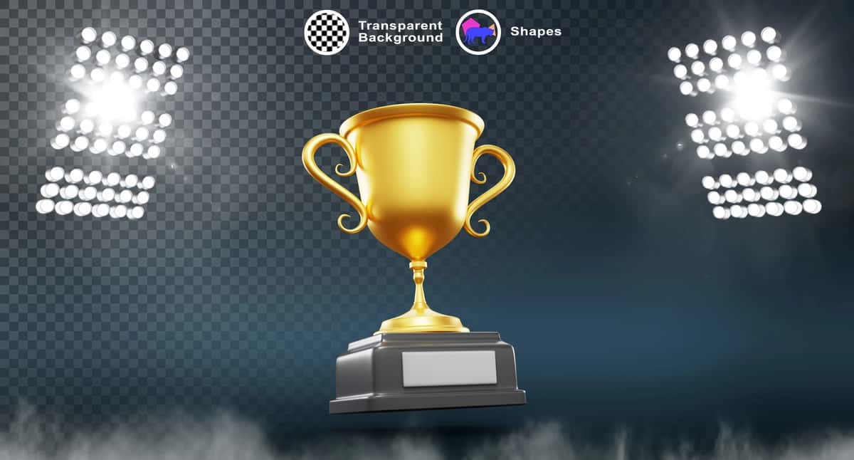 Projektörlar bilan yoritilgan 3D chempion kubogi futbol stadioni | 3d champion cup football stadium illuminated by floodlights render 1
