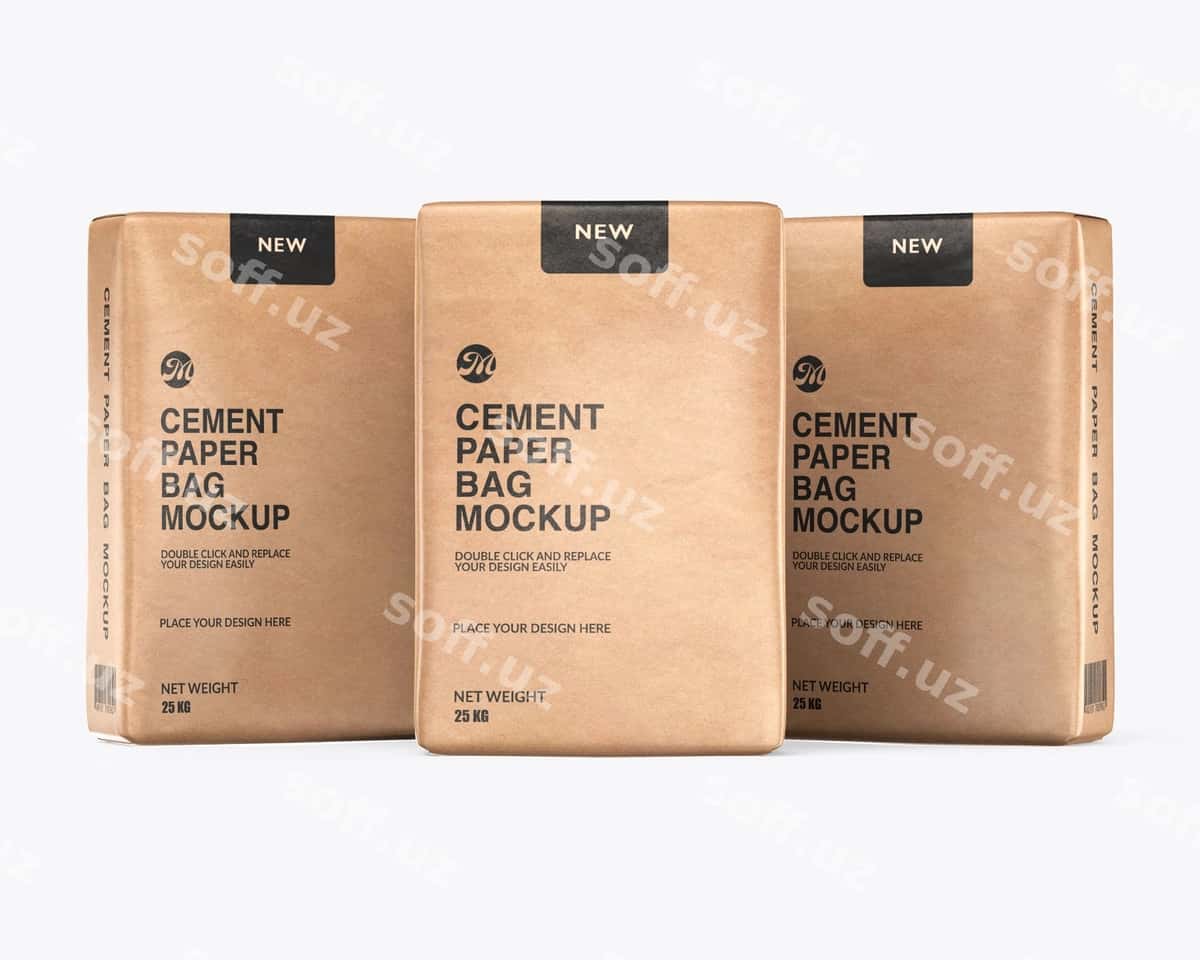 Tsiment qog'oz baglari namuna shablon psd | Cement paper bags mockup template psd 1