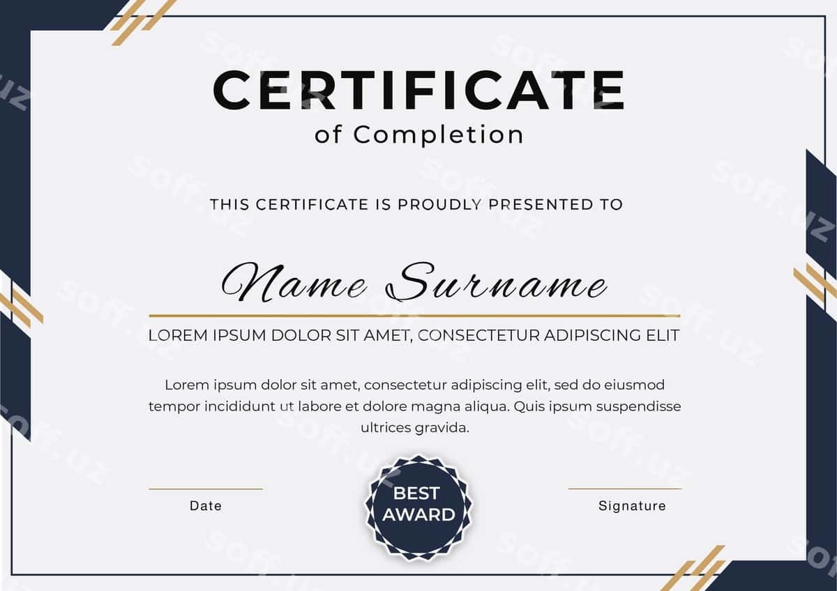 Turli elementlarga ega sertifikat | Certificate with different elements 1