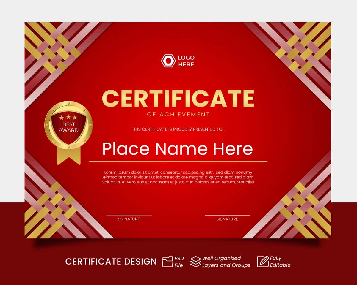 Qizil sertifikat landshaft shabloni | Red certificate lanscape template 1