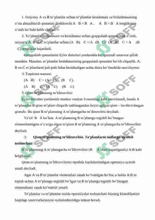 Chekli to‘plamlar qism to‘plamlari sonini aniqlash usullari 7