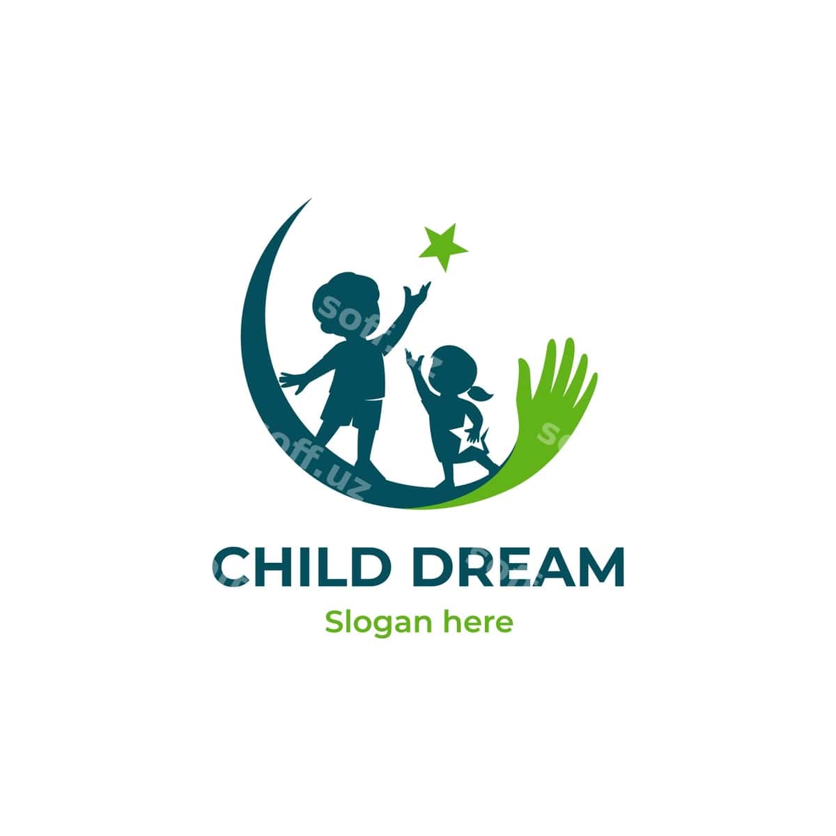 Bolalarni parvarish qilish logotipi, o'sib borgan bolalar logotipi | Child care logo growing child logo 1