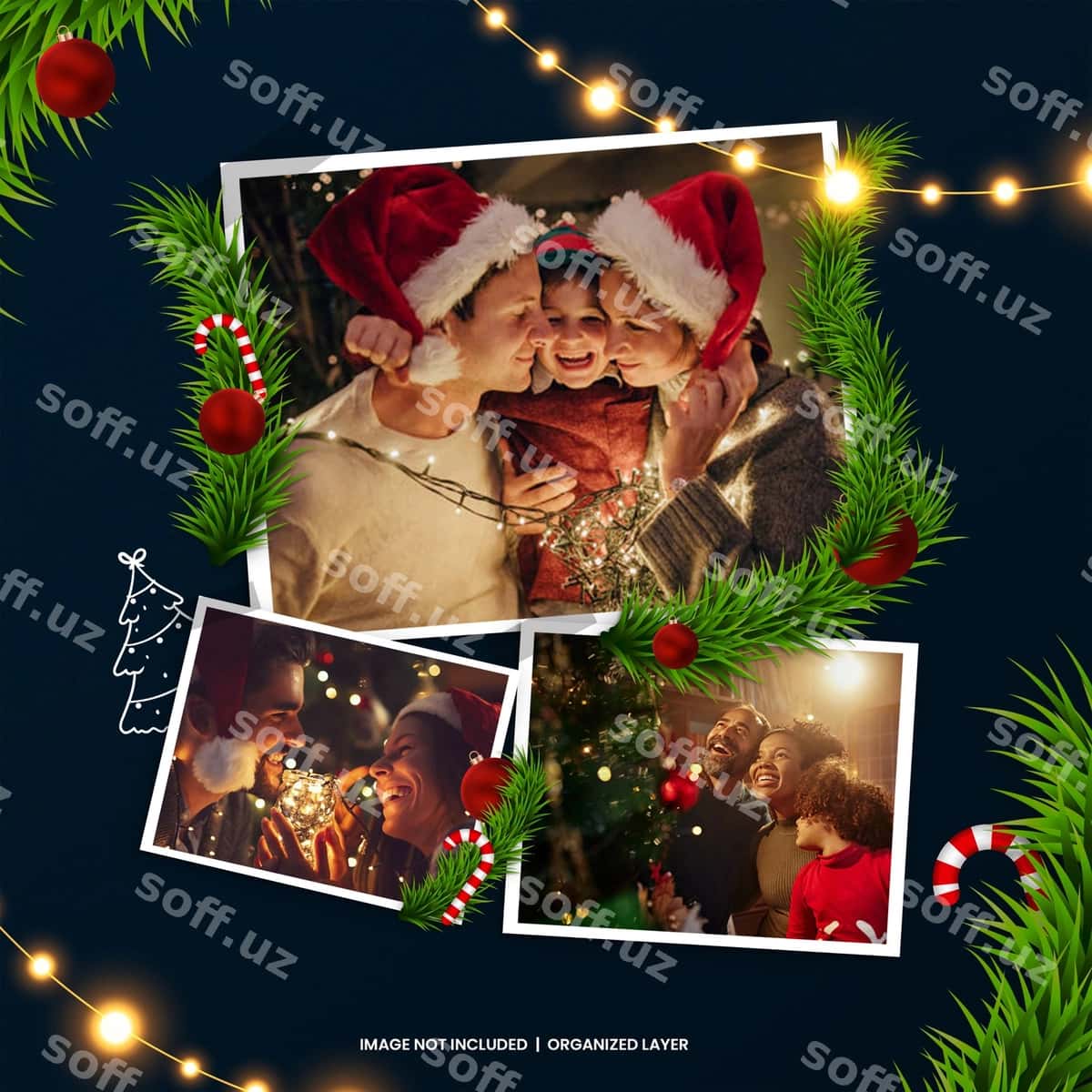 Yul damasi foto ramka namunasi | Christmas moment photo frame mockup 1