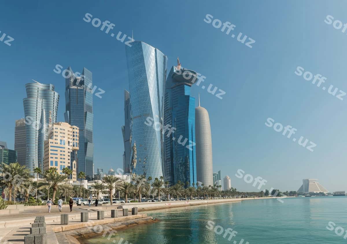 Shahar bo'yi ko'k osmon orqali | City waterfront against blue sky 1