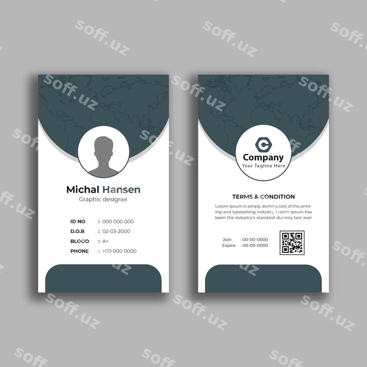 Sodda va toza identifikatsiya kartochkasi dizayni | Clean simple id card design 1