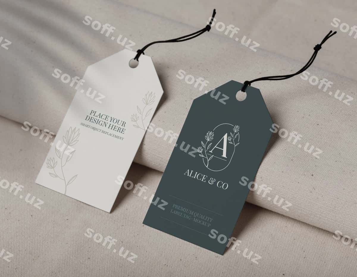 Yaqin surat etiket tagi namunasi | Close up label tag mockup 1