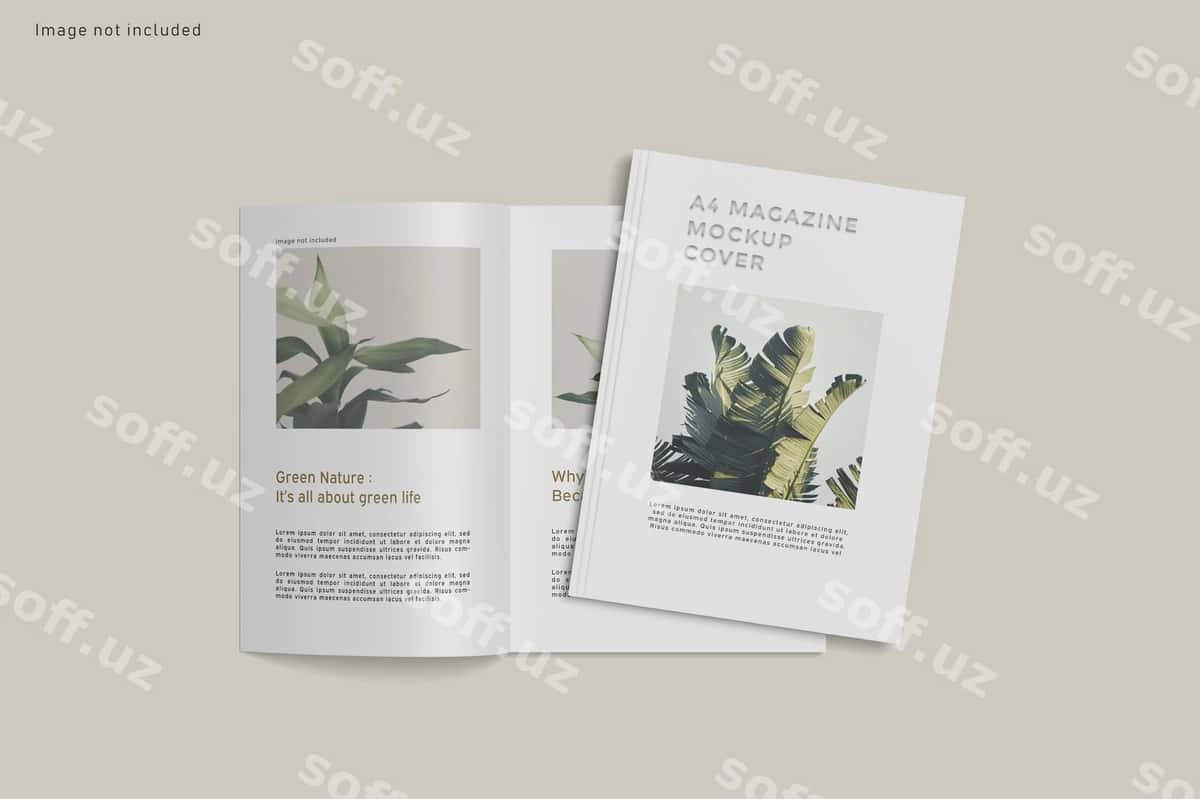 Yaqin rasm magazin varaqi namuna ajraltirilgan | Close up magazine cover mockup isolated 1