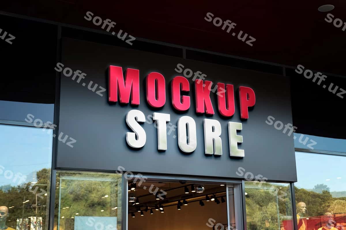 Kiyimlar do'kon shahar belgi namunasi | Clothing store city sign mockup 1