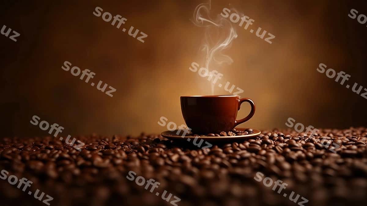Qahvo stakani bonaqalar foni | Coffee cup with beans background 1