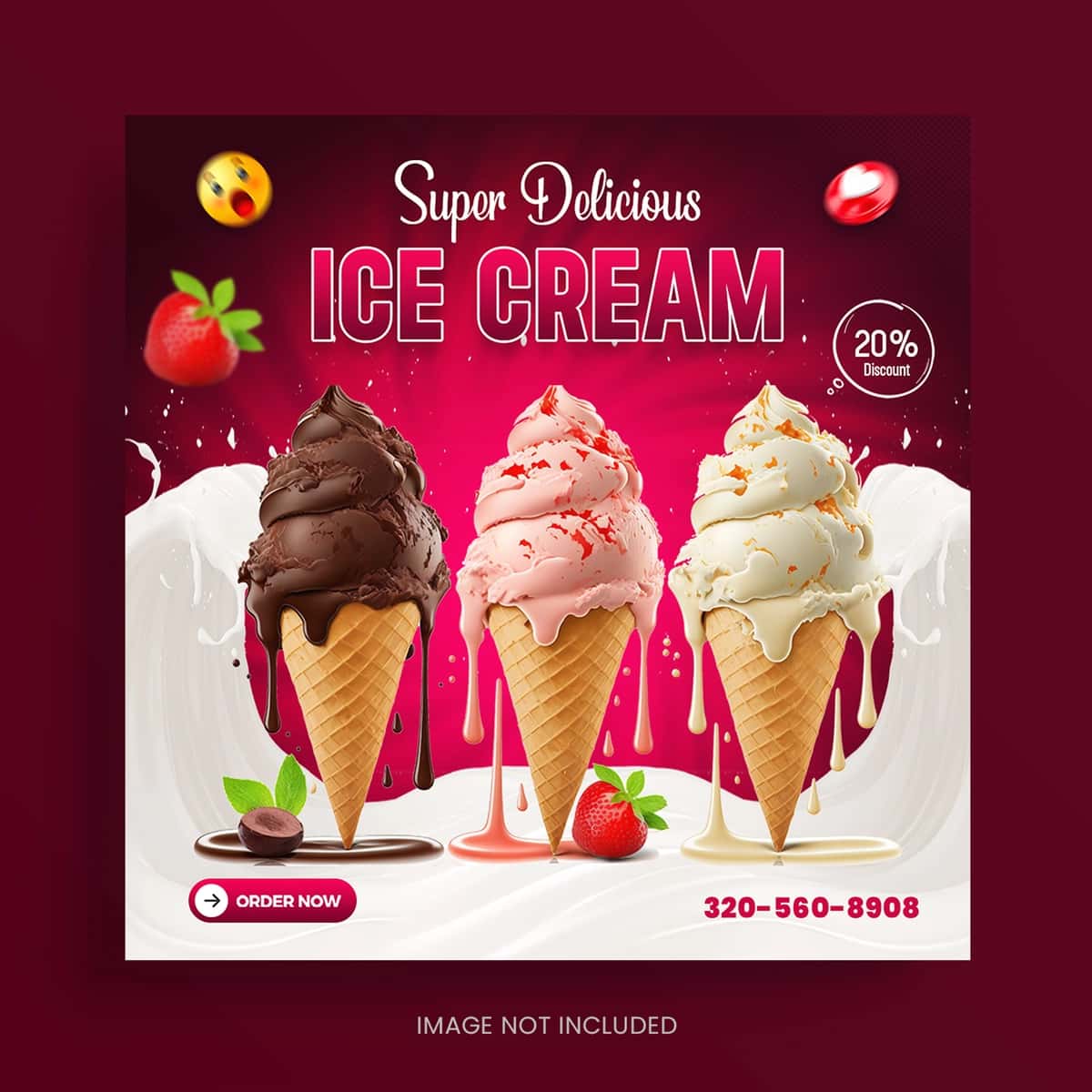 Psd mazali sovuq ajoyib muzqaymoq dizayni ijtimoiy media banneri | Psd delicious cold exceptional ice cream design social media banner 1