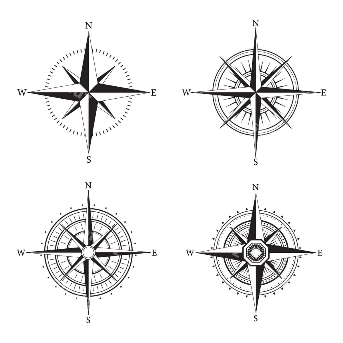Kolleksiya monokrom kompas logotipi | Collection monochrome compass logo 1