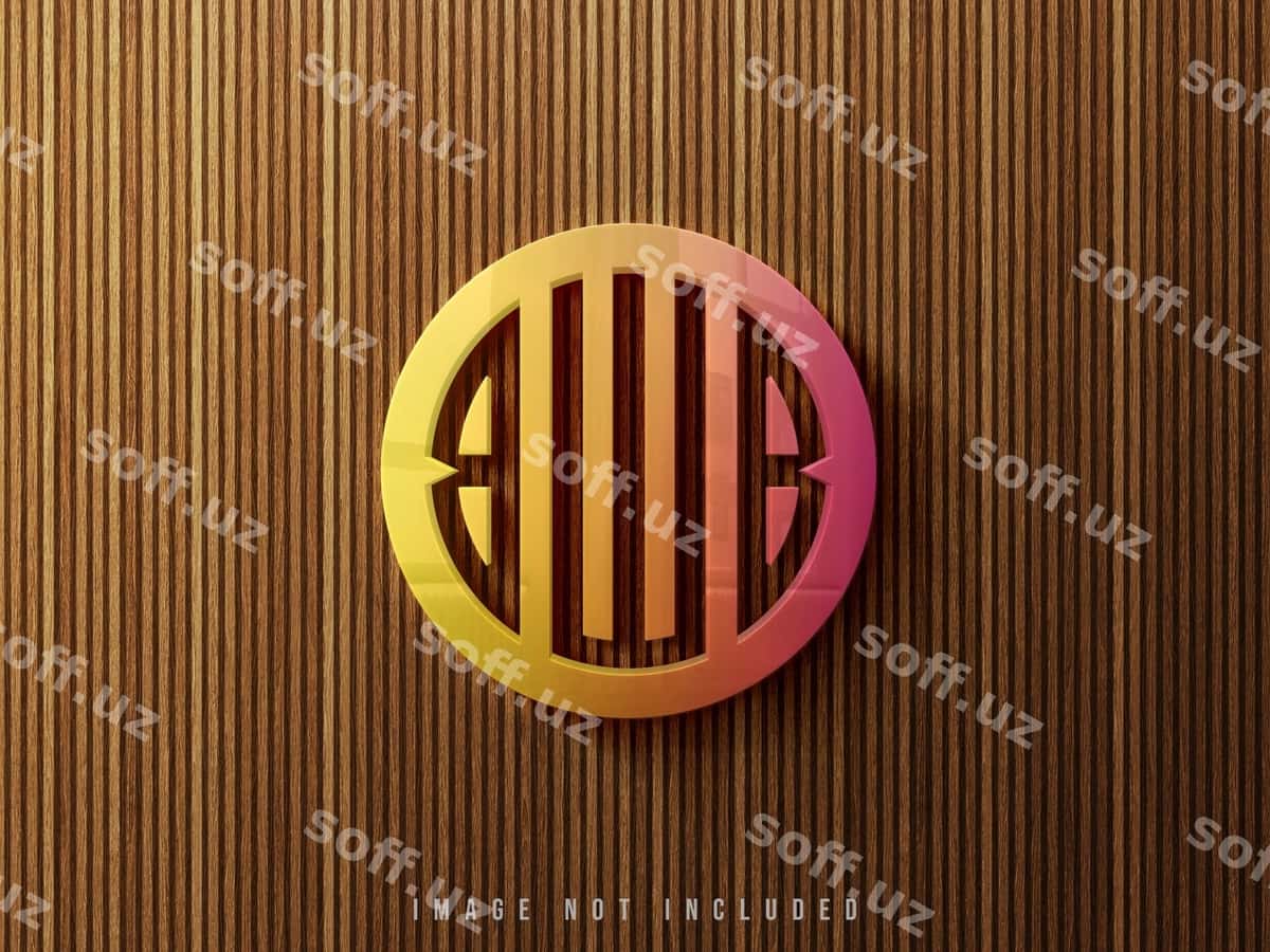 Rangli 3d logo mockup yog'och devor | Colorful 3d logo mockup wood wall 1