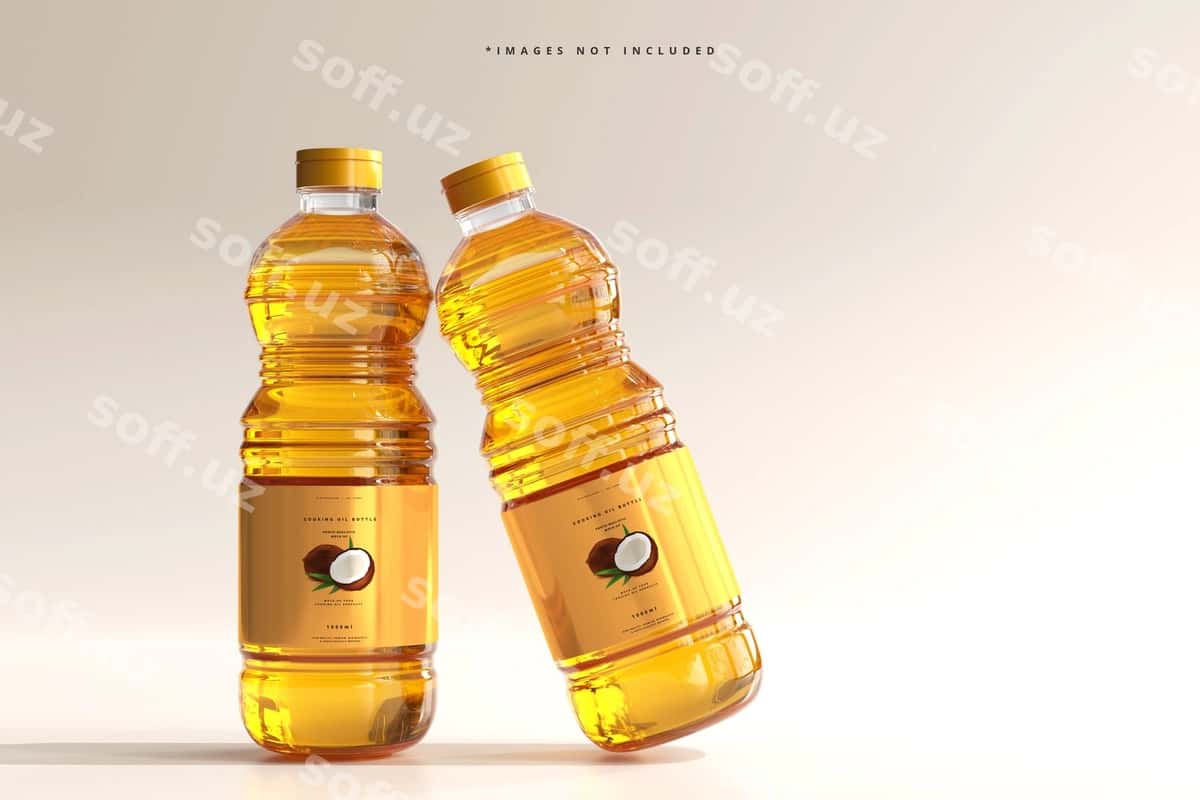 Povarshlik moyi shisha namunasi | Cooking oil bottle mockup 1
