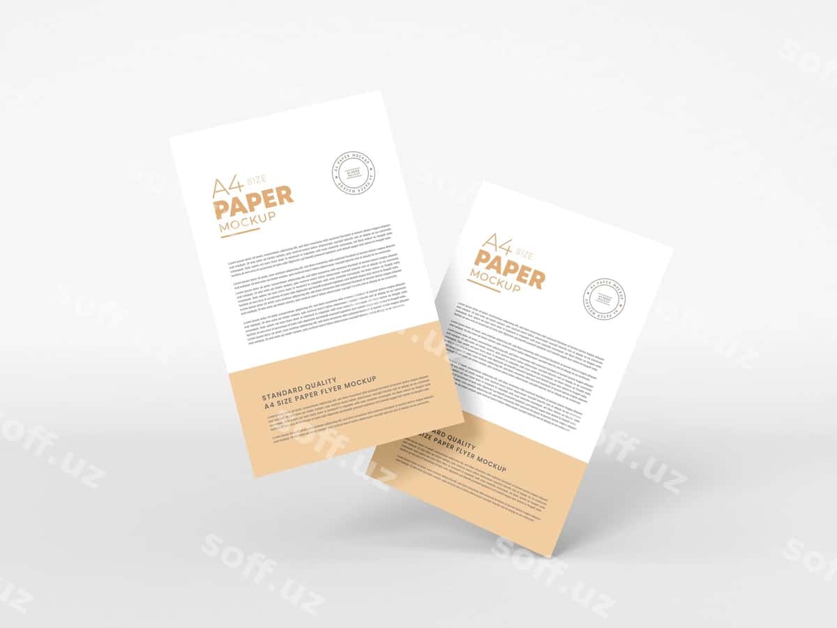 Korporativ A4 pochta varaqi qog'oz ishlari namunasi | Corporate a4 letterhead stationery mockup 1