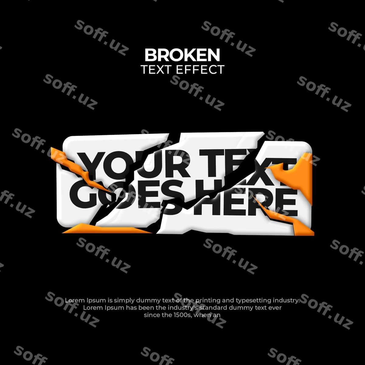 Buzilgan 3D tahrirlanadigan matn effekti | Cracked 3d editable text effect 1