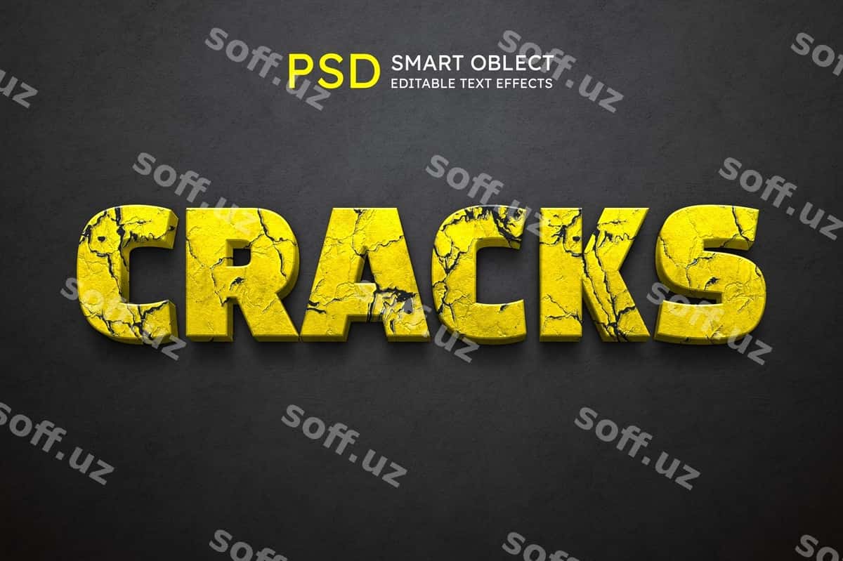 Chiziqlar matn uslubi effekti | Cracks text style effect 1