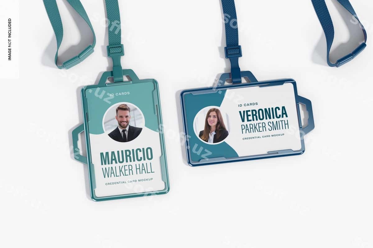 Huquq kartalari namunasi yuqori ko'rinish | Credential cards mockup top view 1