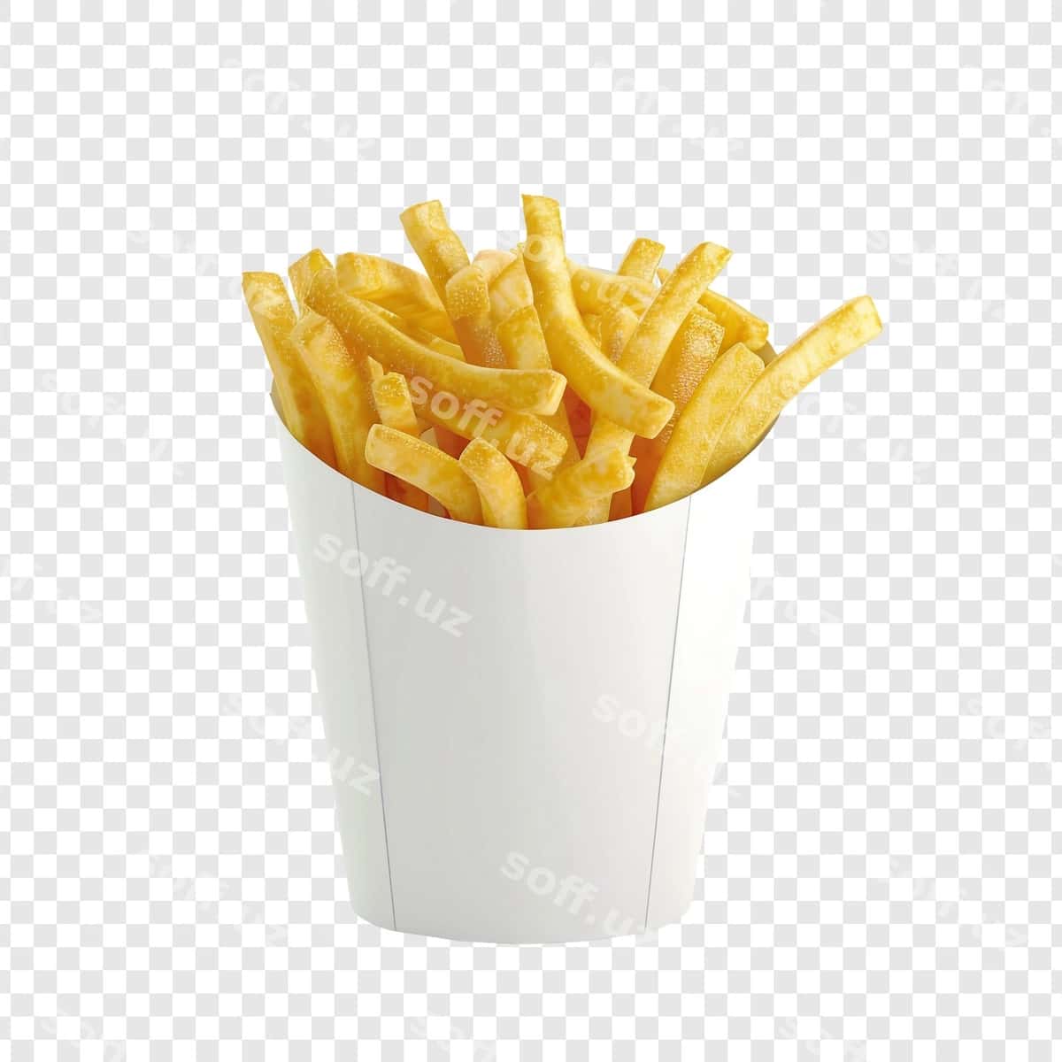 Qurilgan kartoshka fri oq qog'ozli quti | Crispy french fries white paper container 1
