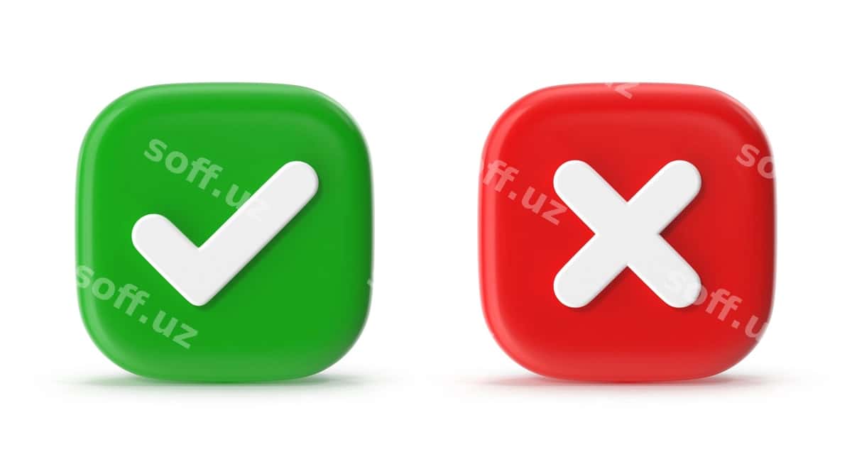 X belgisi, tekshirish belgisi tugmasi | Cross mark check mark button 1