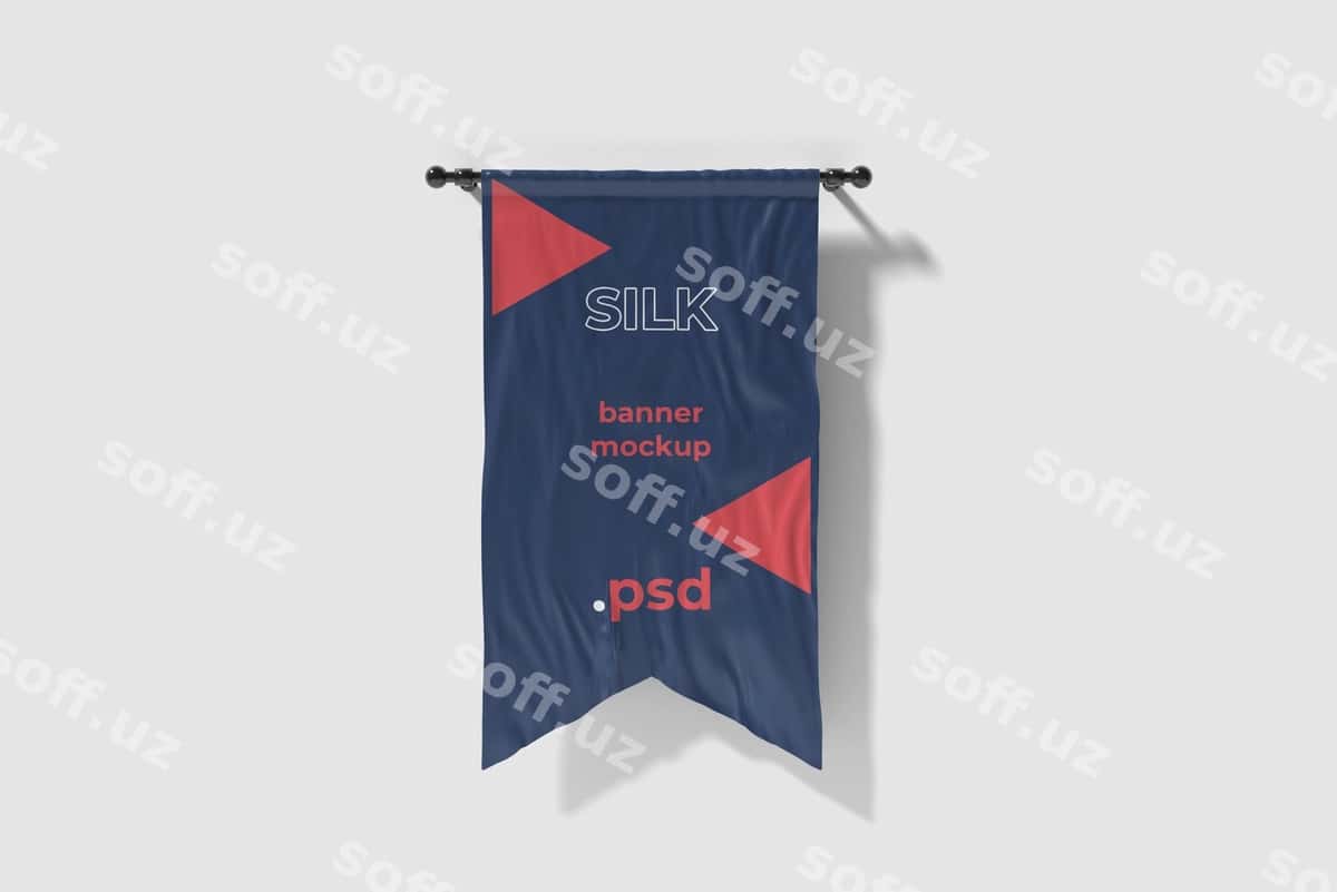 Kesilgan hitam bayroq namunasi | Cut silk flag mockup 1