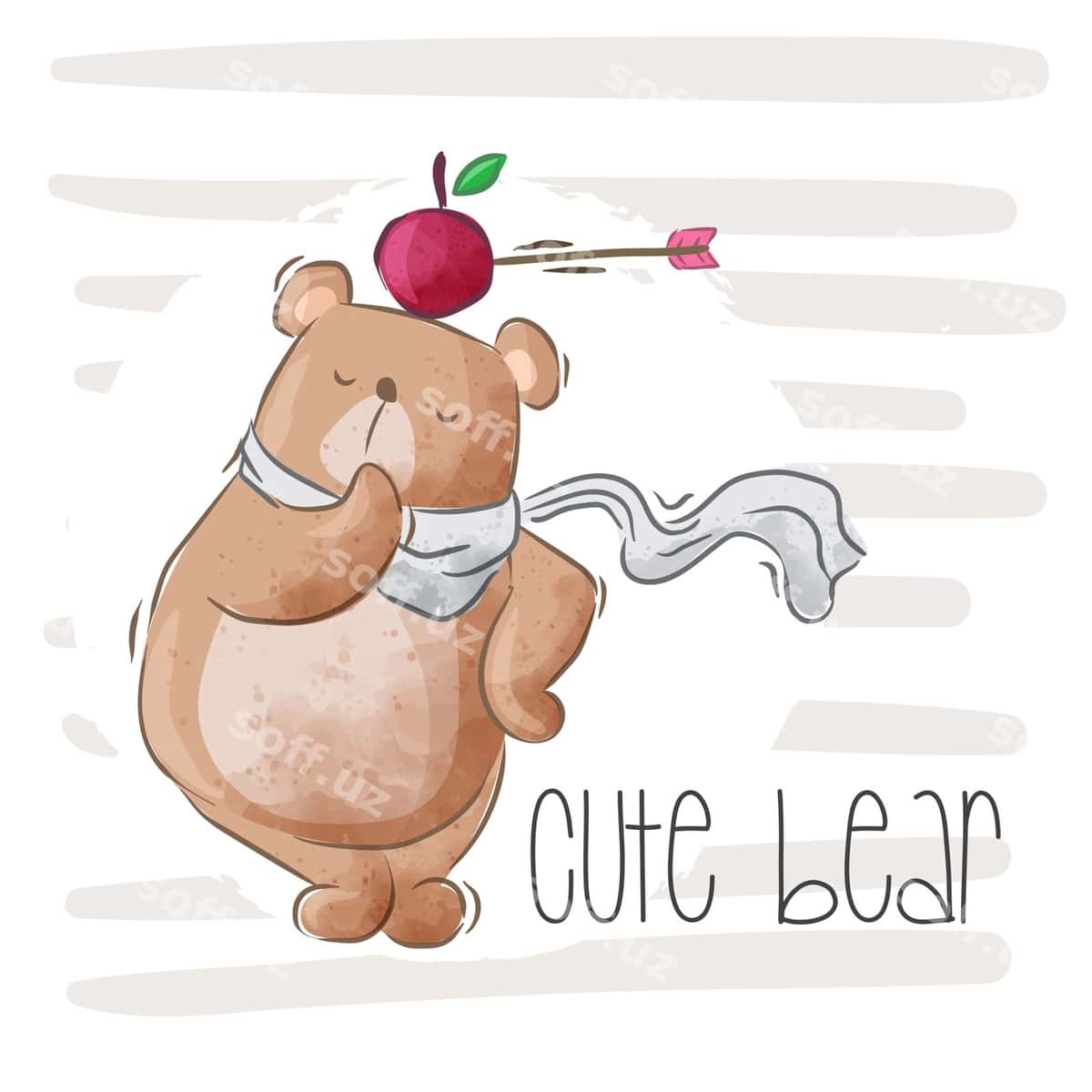 Chiroyli chaqaloq ayiq illustratsiyasi bolalar vektori | Cute baby bear illustration kids vector 1
