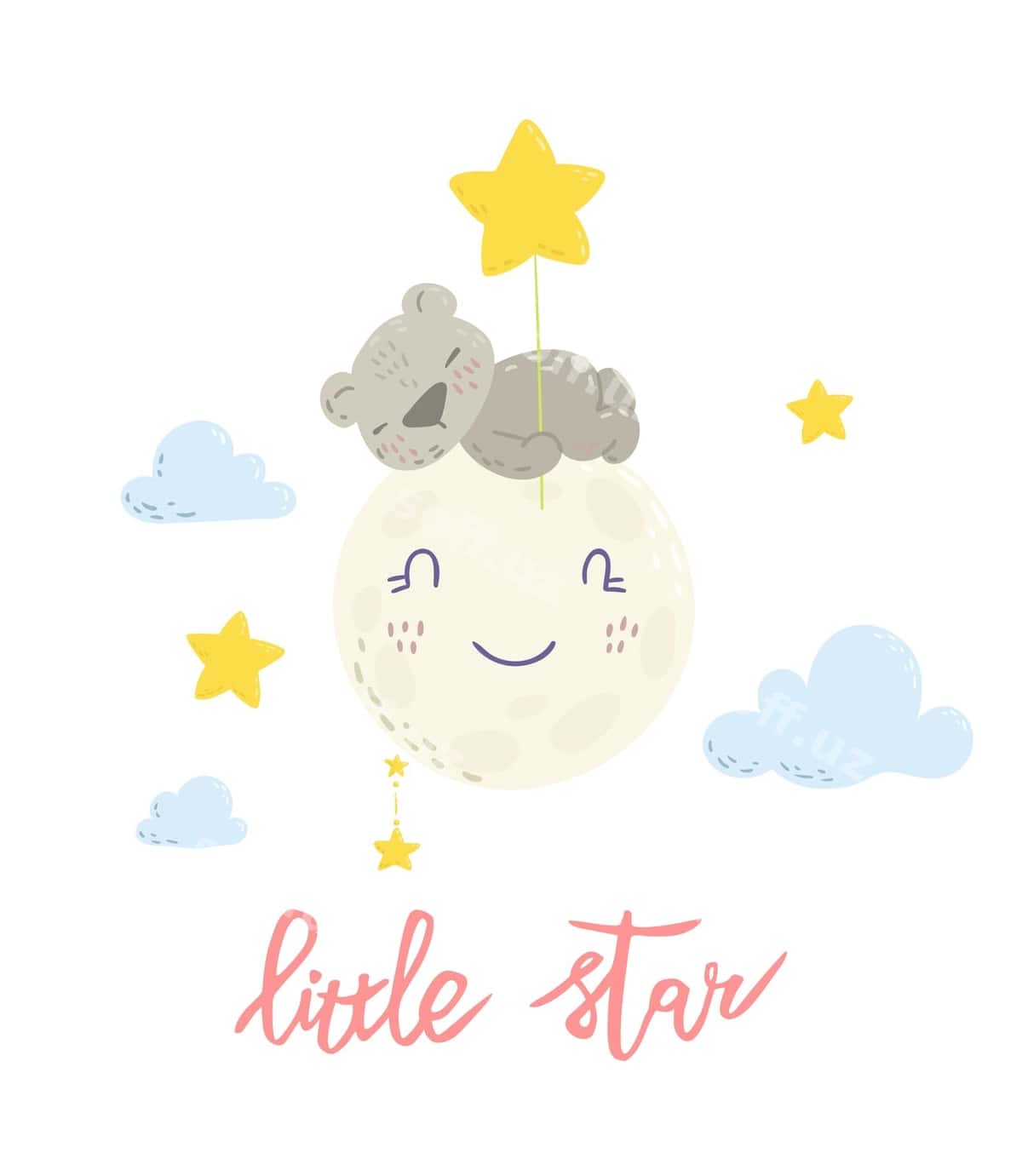 Sevimli ayiq oyda uxlamoqda | Cute bear is sleeping moon 1