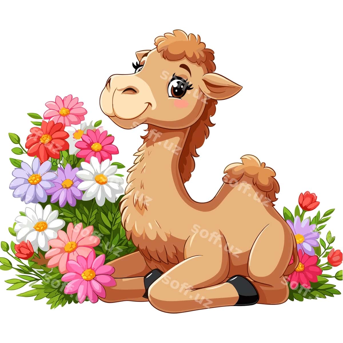 Yoqimli gʻambar vektor karyunka illustratsiyasi | Cute camel vector cartoon illustration 1