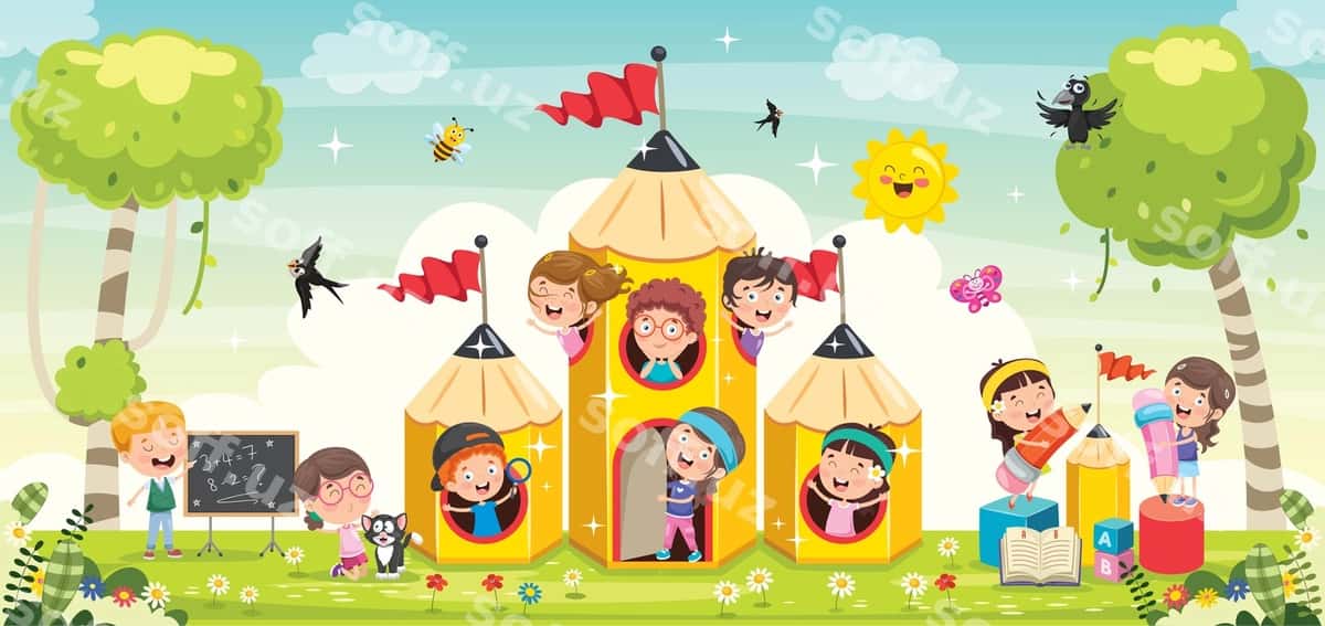 Mavhum tabiatda o'ynayotgan yoqimli bolalar | Cute children playing abstract nature 1