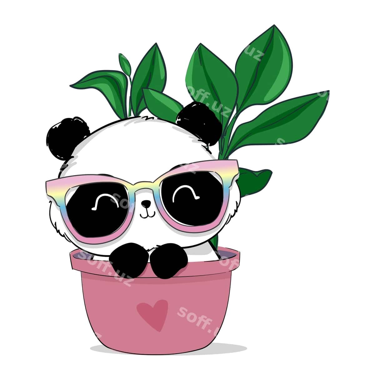 Chiroyli panda ko'z qoynagi illustratsiyasi | Cute panda bear with glasses illustration 1