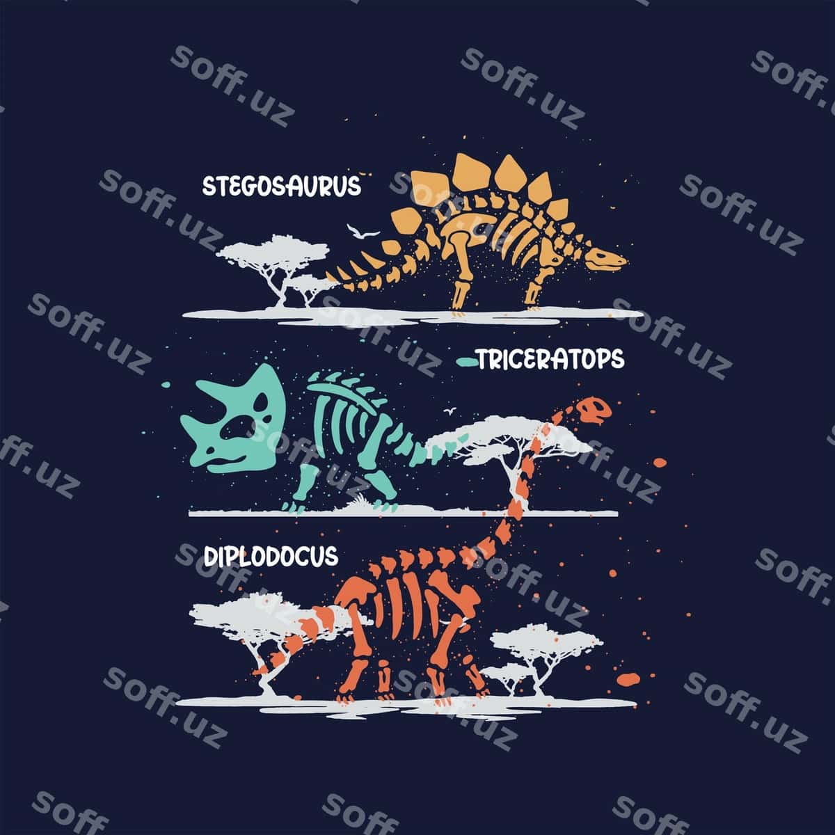 Chiroyli vektor multfil'm dinosav to'plami | Cute vector cartoon dinosaur collection 1